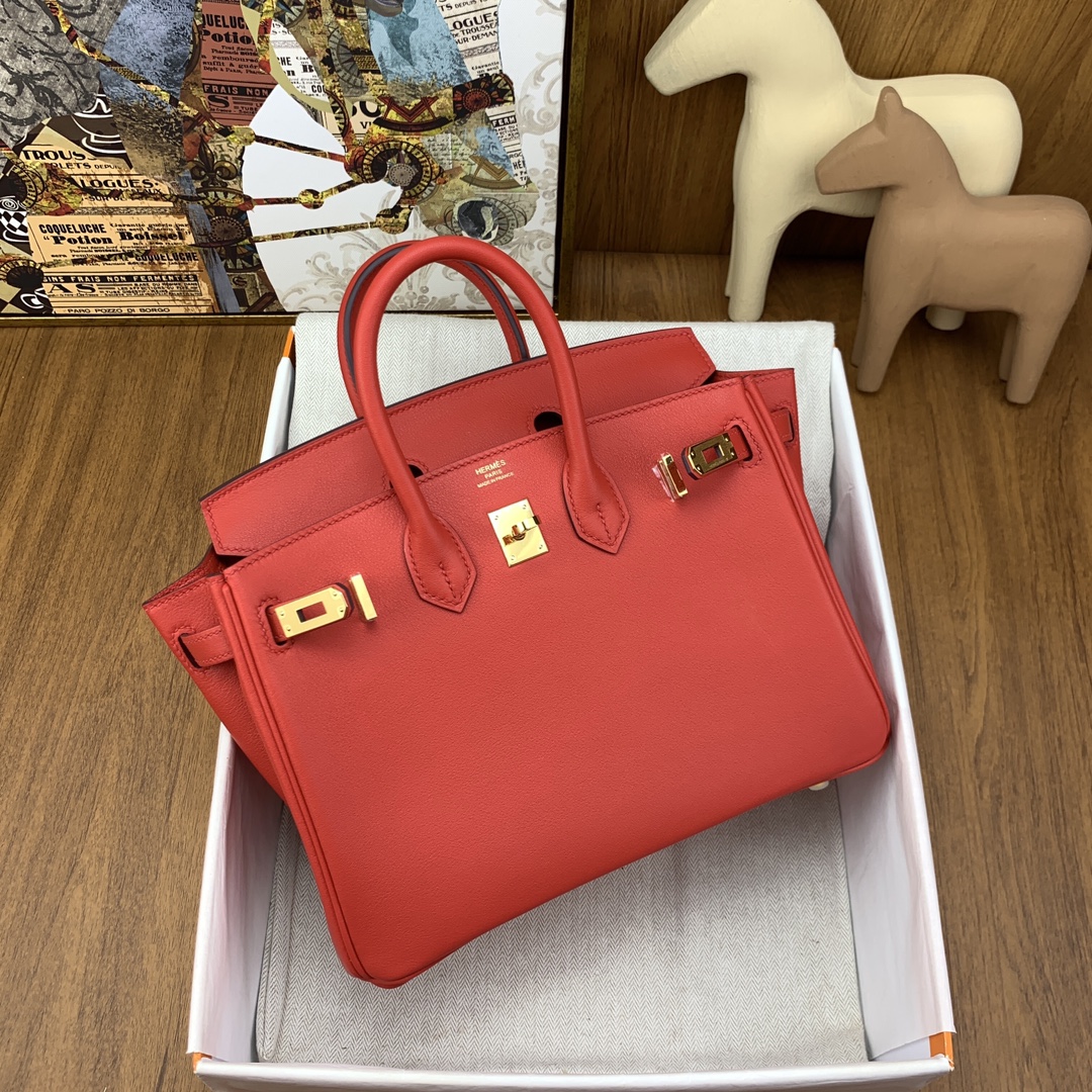 Hermes Birkin 25CM Swift Leather Handbag Red